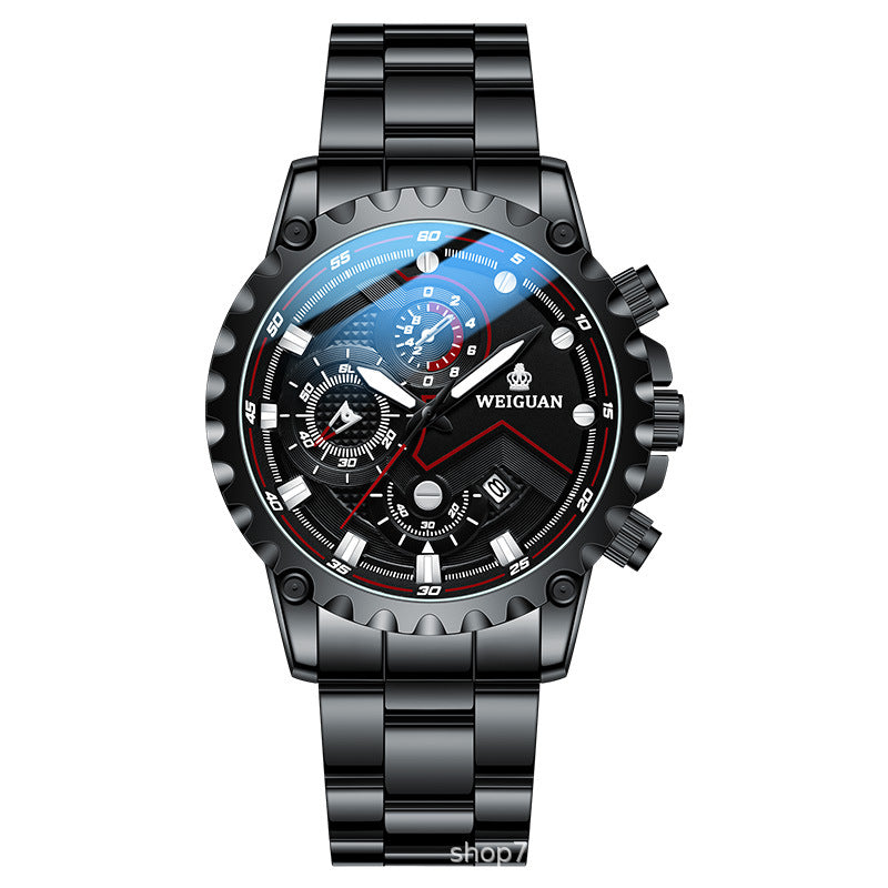 New Black Warrior Watch for Men, Fully Automatic, Non-Mechanical, Genuine, Waterproof, Luminous, Calendar,