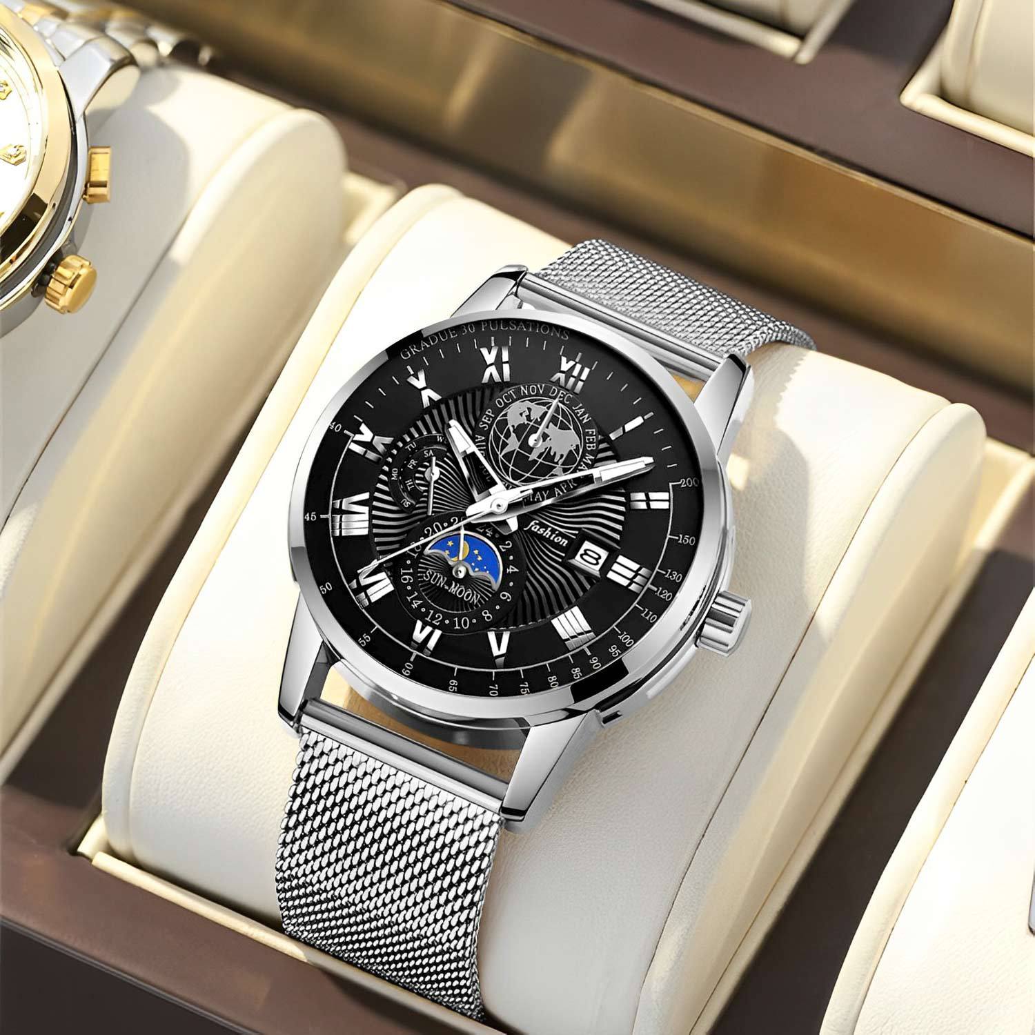 2024 new automatic movement Men's Watch fashion business trend Korean luminous calendar watch men's watch