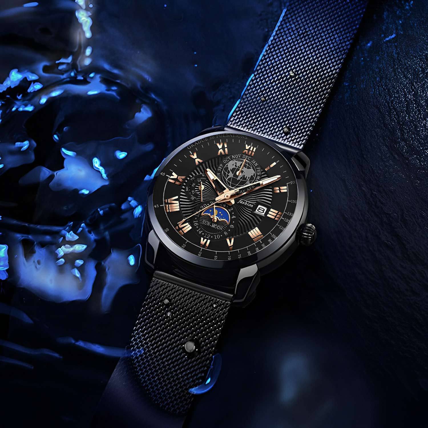 2024 new automatic movement Men's Watch fashion business trend Korean luminous calendar watch men's watch