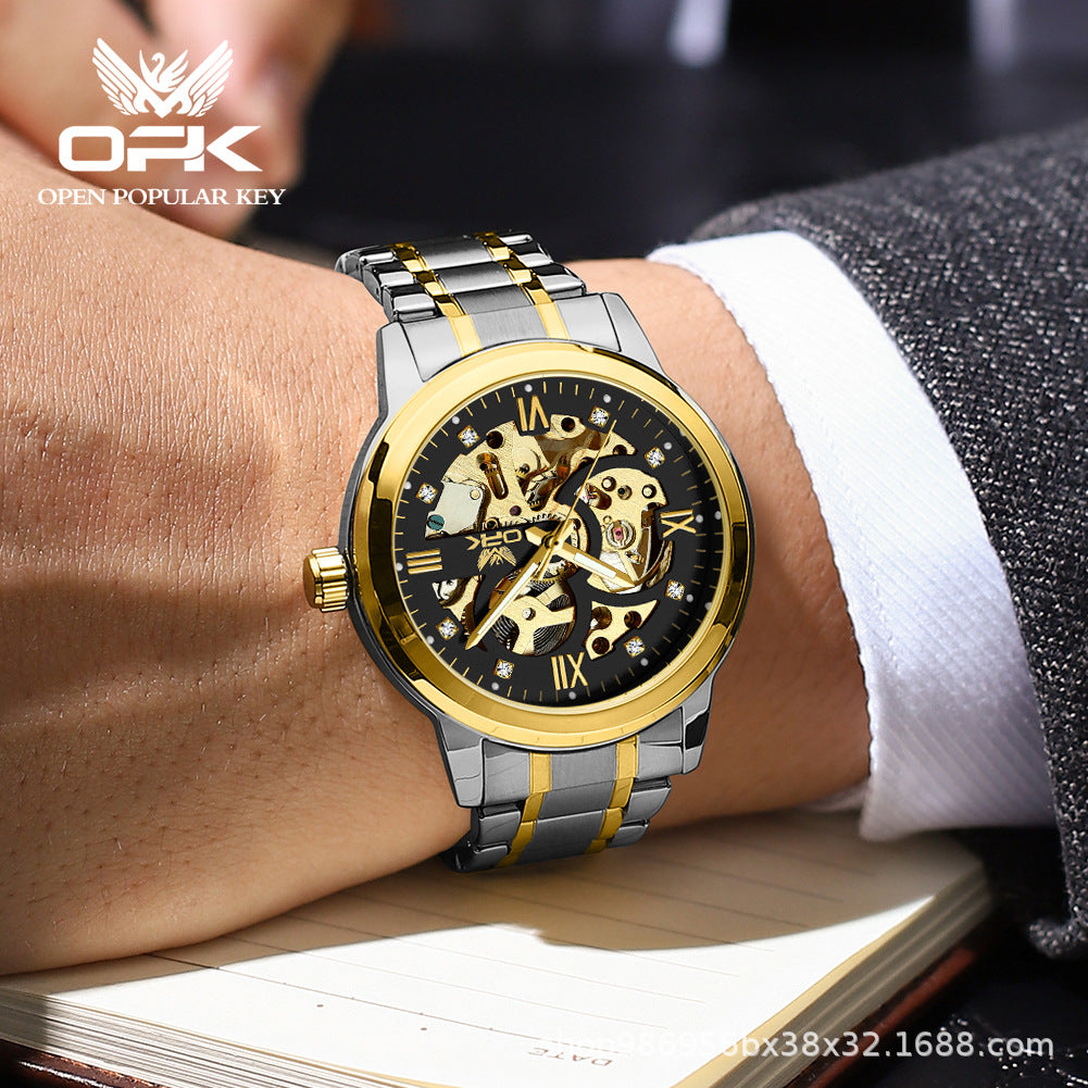 OPK brand hollow men's watch luminous waterproof automatic mechanical watch new domineering foreign trade men's watch