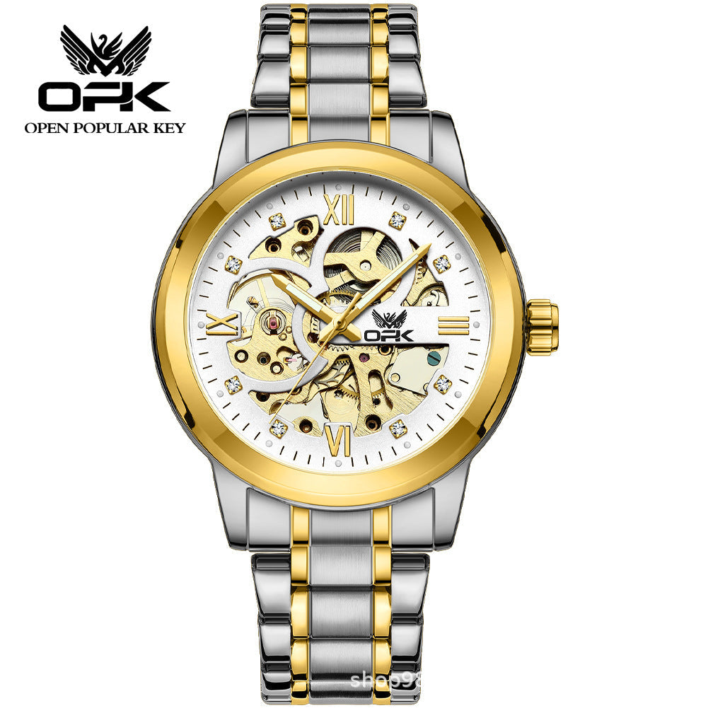 OPK brand hollow men's watch luminous waterproof automatic mechanical watch new domineering foreign trade men's watch