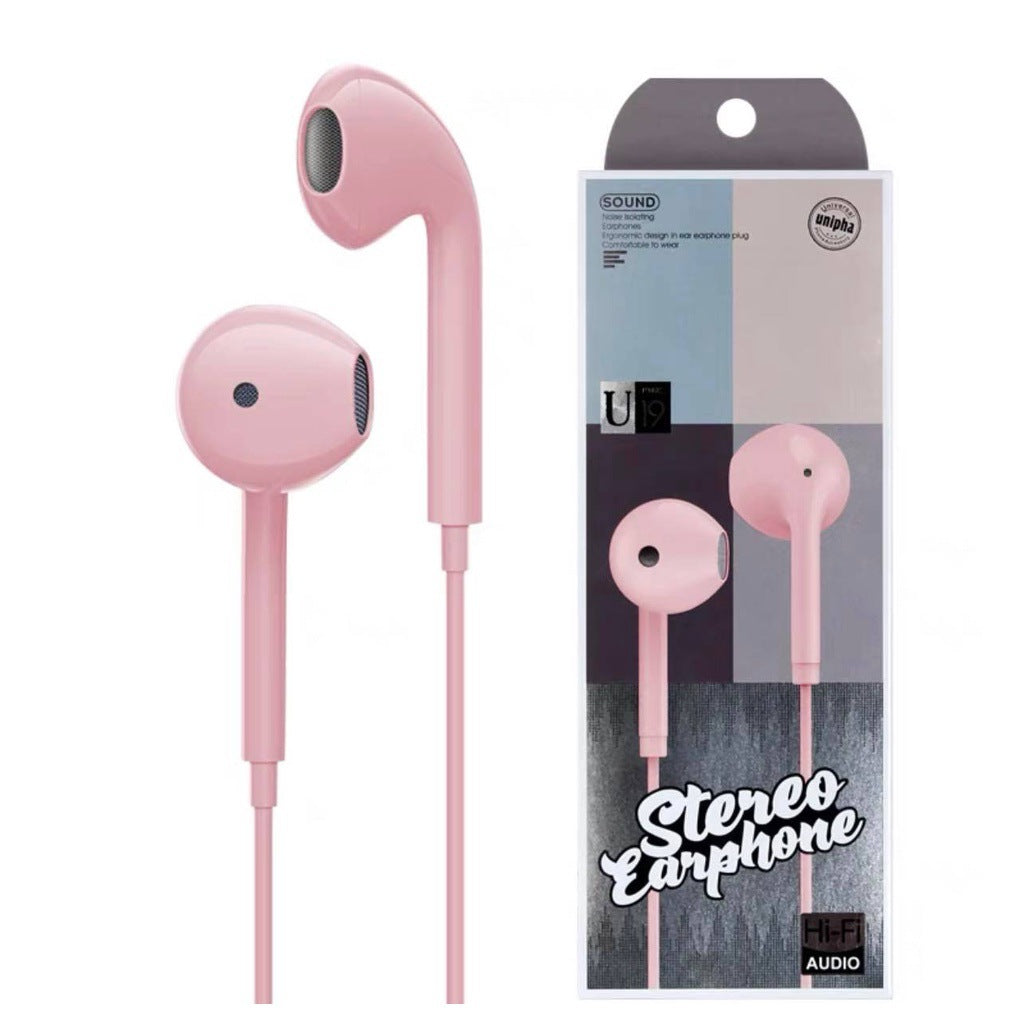 U19 U18 Wired Headphones Glossy U88 Macaron Headphones Flat Ear Heavy Bass Karaoke Call Microphone
