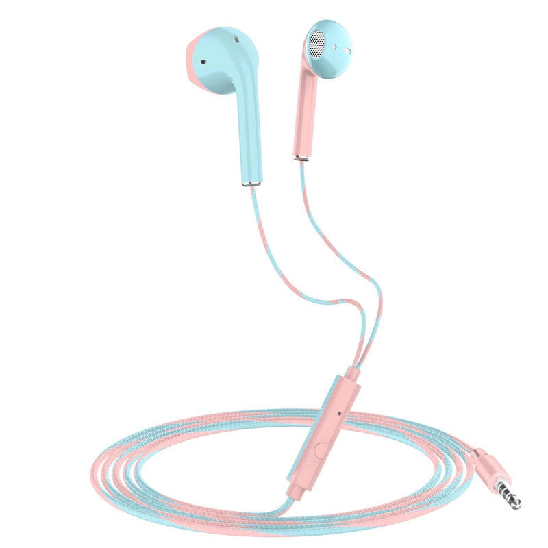 Heads phone U24 two-color headphones Macaron color contrast headphones K-song wire control headphones with microphone earplugs