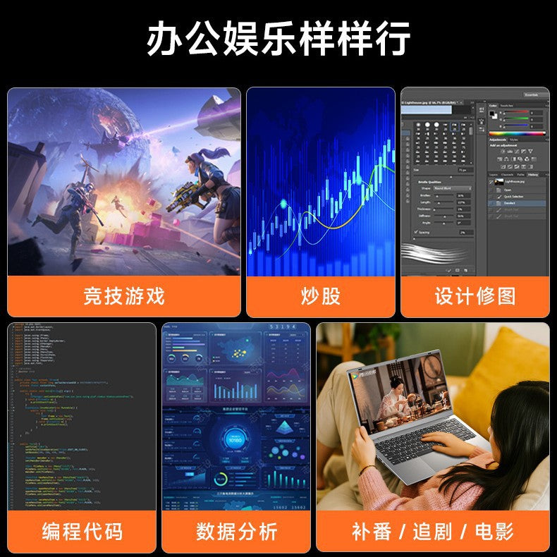 2025 New 4-Thread 6500Y Student Laptop Business Office Laptop Thin and Light Laptop