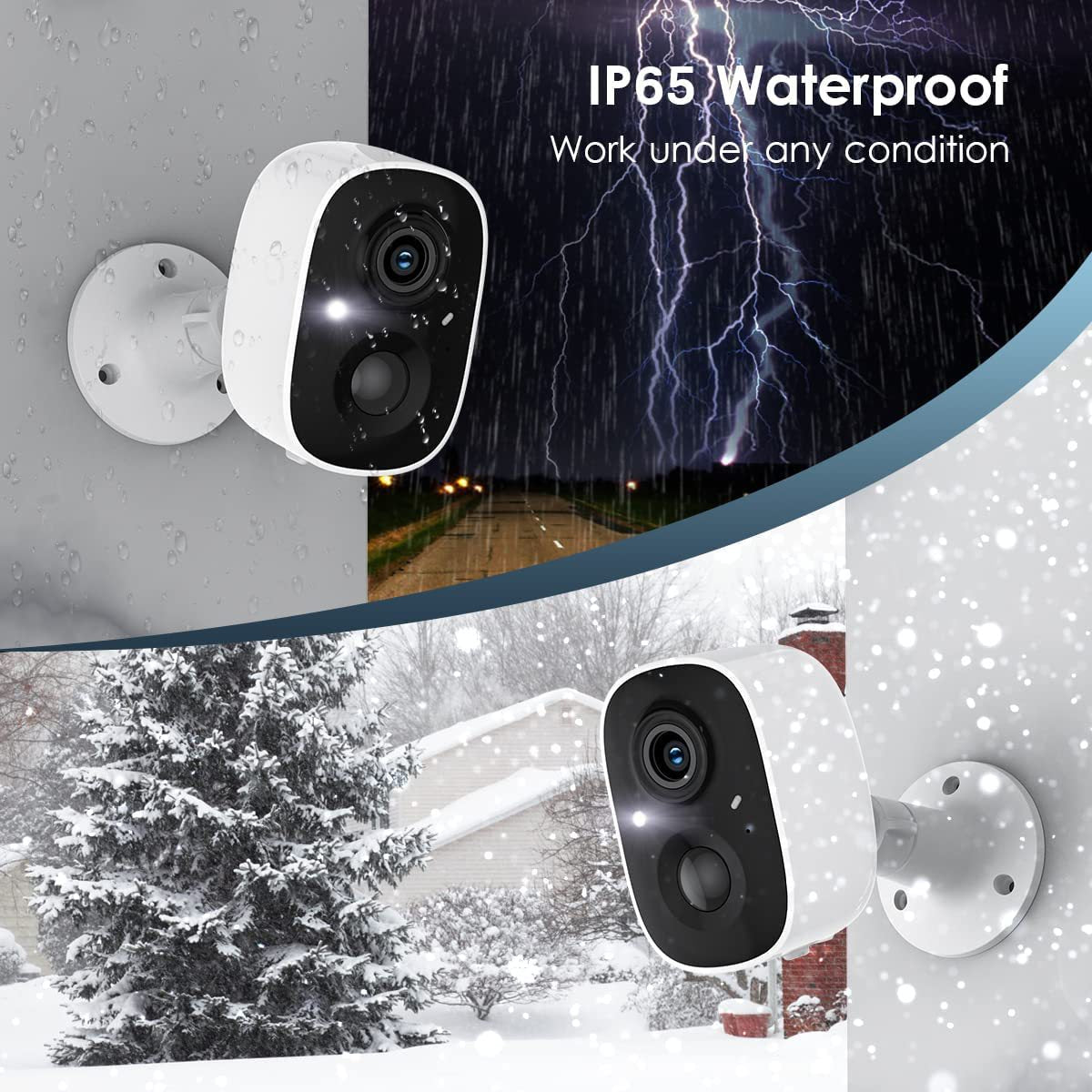 Plug-In-Free Rechargeable Camera,Wireless Wifi Waterproof Battery Monitor, Outdoor High-Definition Night Vision Camera