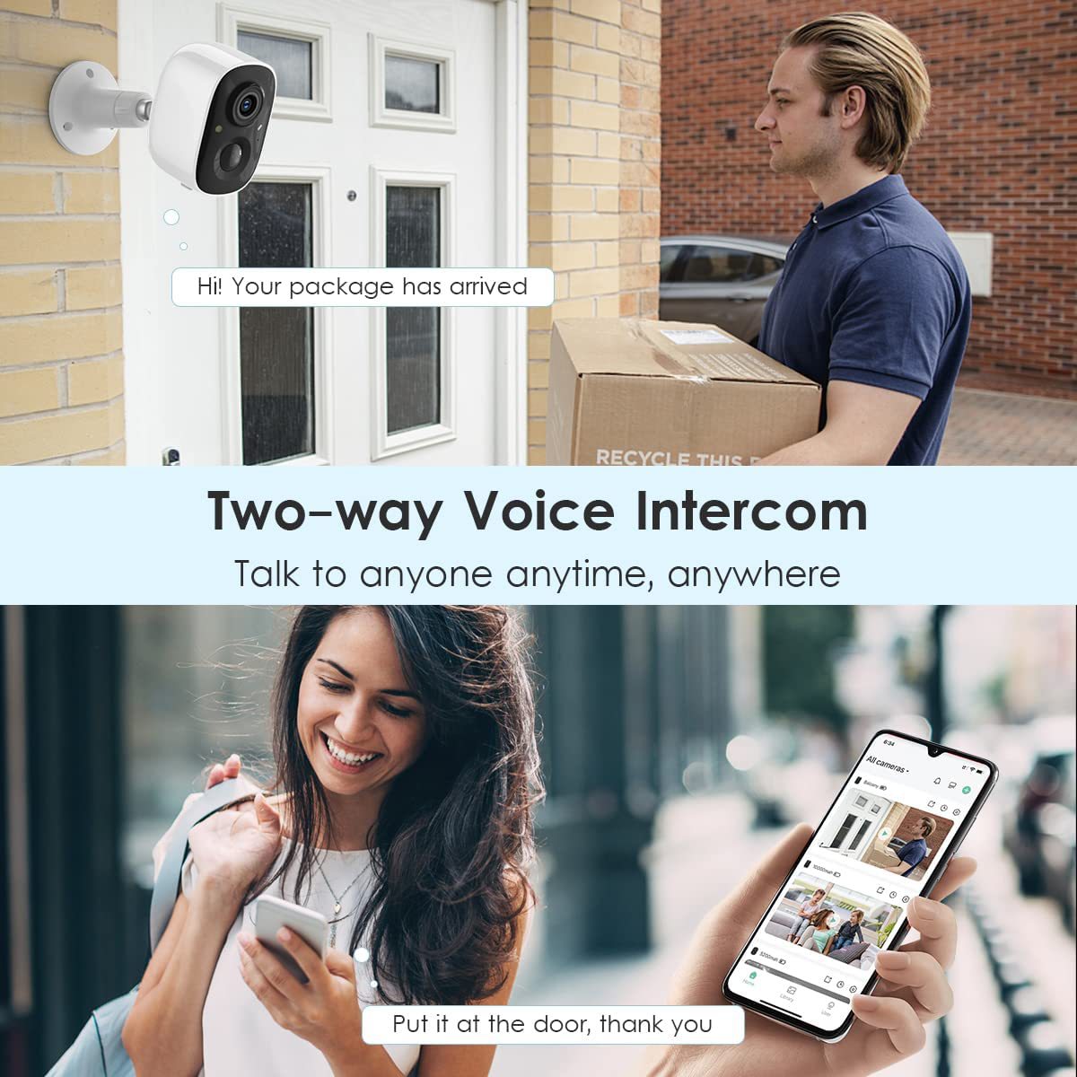Plug-In-Free Rechargeable Camera,Wireless Wifi Waterproof Battery Monitor, Outdoor High-Definition Night Vision Camera
