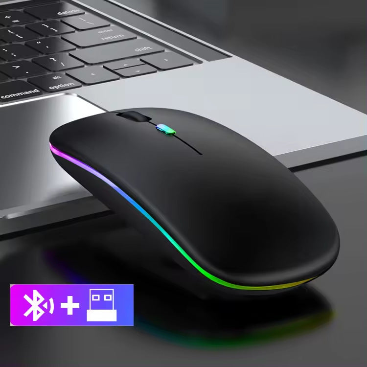Rechargeable Wireless Bluetooth Dual-Mode Silent Mouse, Compatible with Mobile Phones and Tablets, Three-Mode