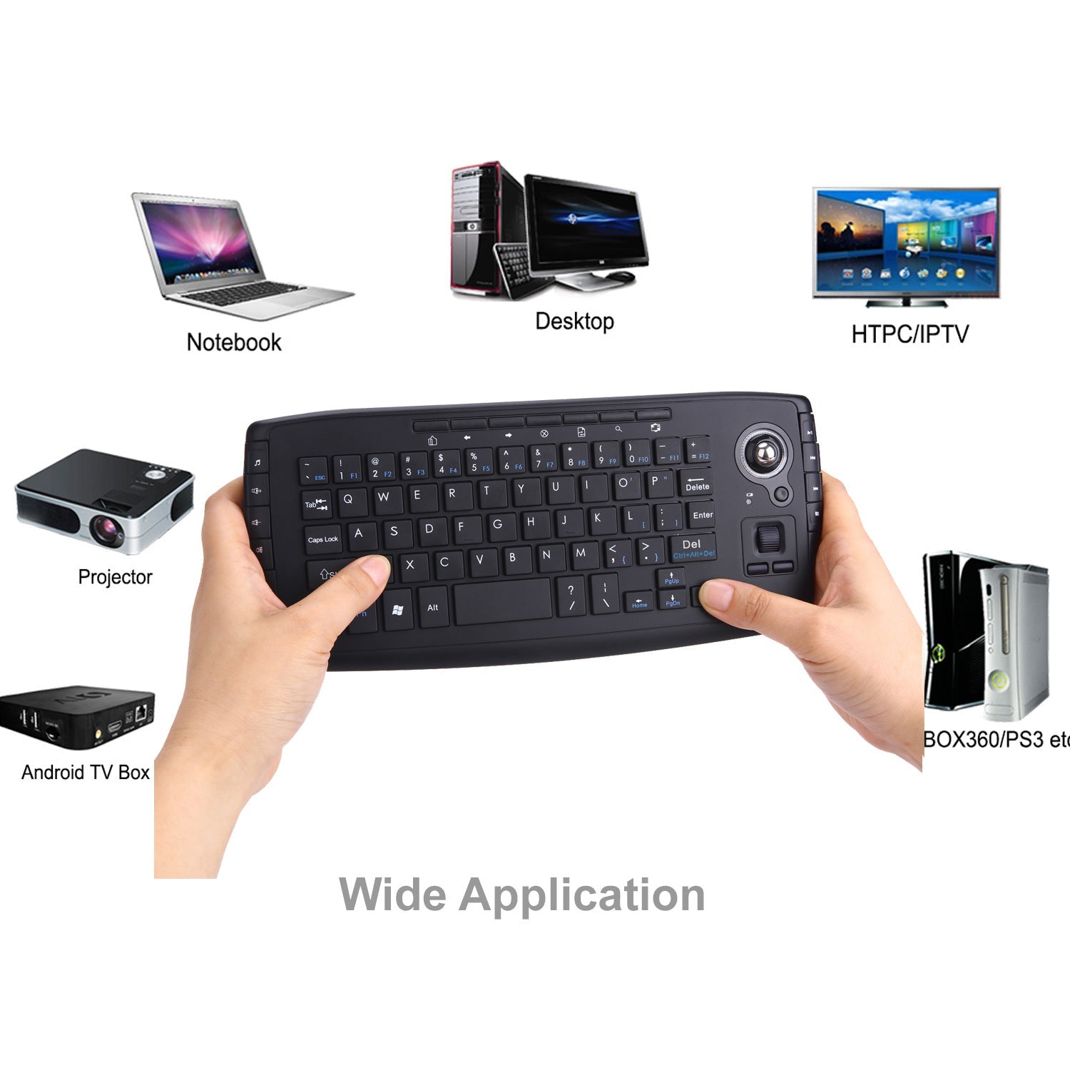 2.4g Air Mouse Innovative Trackball Wireless Keyboard and Mouse Two-In-One Keyboard