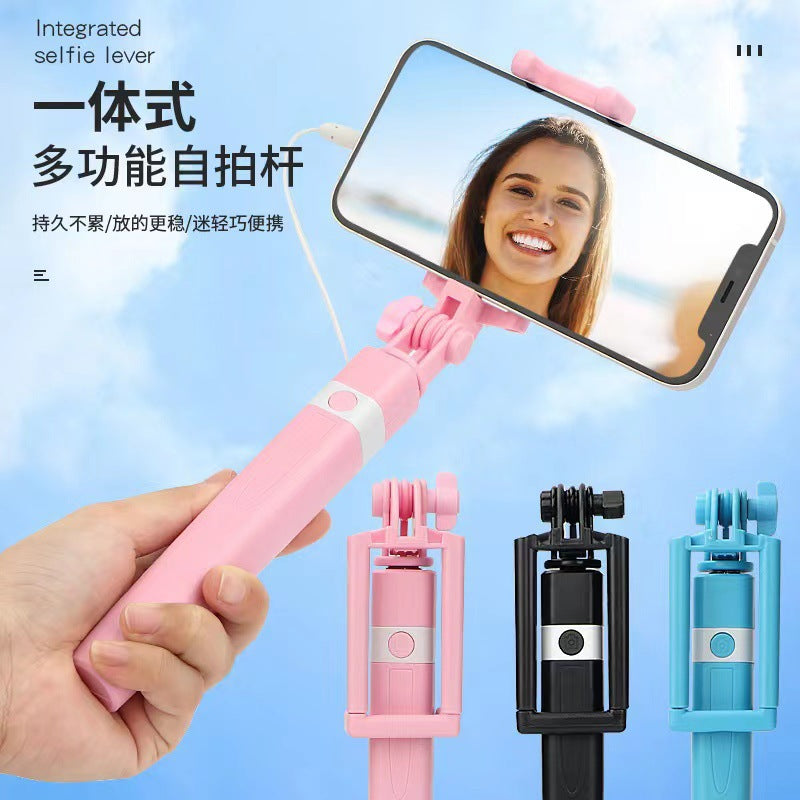 Mobile Phone Wire-Controlled Selfie Stick Suitable for Android and Apple 3.5Typec Interface Telescopic Foldableing Selfie Stick