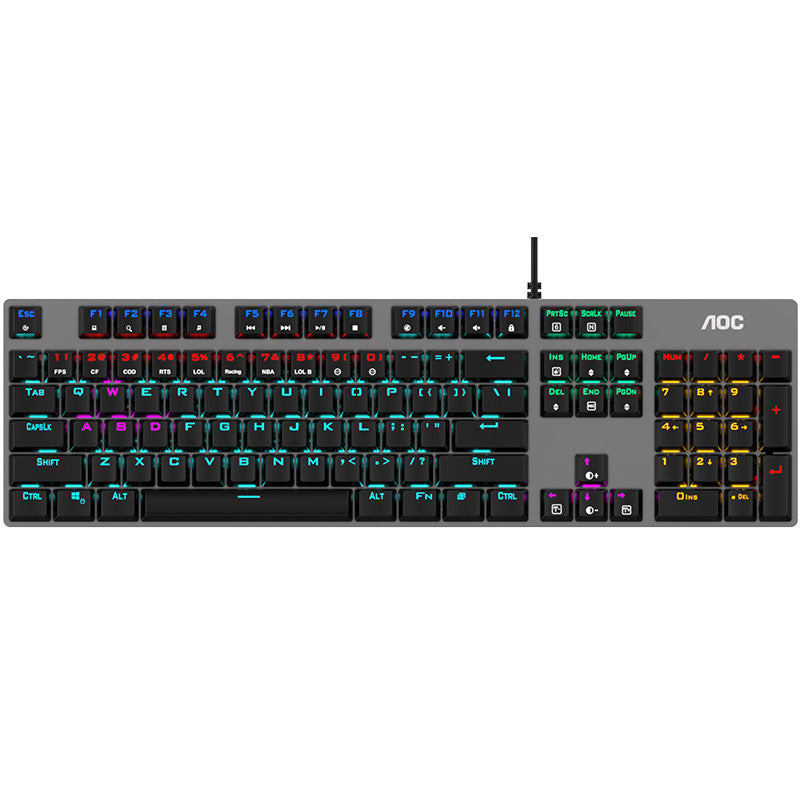 AOC GK410 Mechanical Keyboard Wired USB Mixed Light Green Black Tea Black Axis Computer E-Sports Game Chicken Eating Keyboard