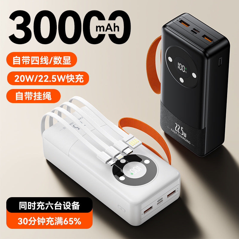 New Model with Built-In Cable Super Fast Charging Power Bank Ultra-Large Capacity 50000 Mah Mobile Power Supply