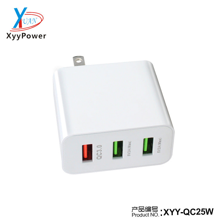 QC3.0 fast charge 3USB new 5V-12V smart phone charger American Standard 2A Smart usb charger