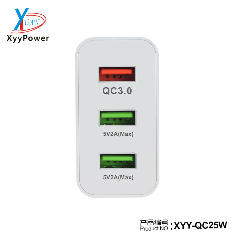 QC3.0 fast charge 3USB new 5V-12V smart phone charger American Standard 2A Smart usb charger