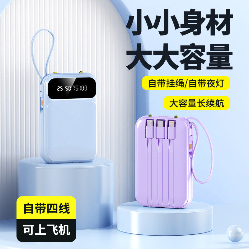 Fast Charging Power Bank with 3C Certification, 20000Mah Large Capacity, Mini Portable Power Bank with Cable, Custom Design