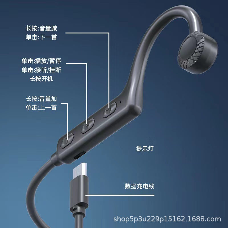 Bone conduction wireless Bluetooth headset light and comfortable running and fitness sports headset 5.0