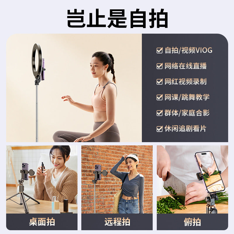 Mobile phone selfie stick fill light  Bluetooth selfie artifact handheld portable integrated floor shooting tripod bracket