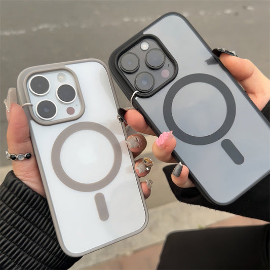 Suitable for Apple 17Pm Magnetic Phone Case, Transparent Acrylic Heat Dissipation, Anti-Drop iPhone 15 Matte Protective Case 16