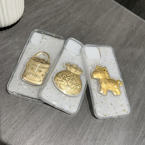 Diamond Shell Glitter Case Suitable for iPhone 15 Electroplated Lens Frame Phone Case with Resin for Immediate Wealth New Year Edition