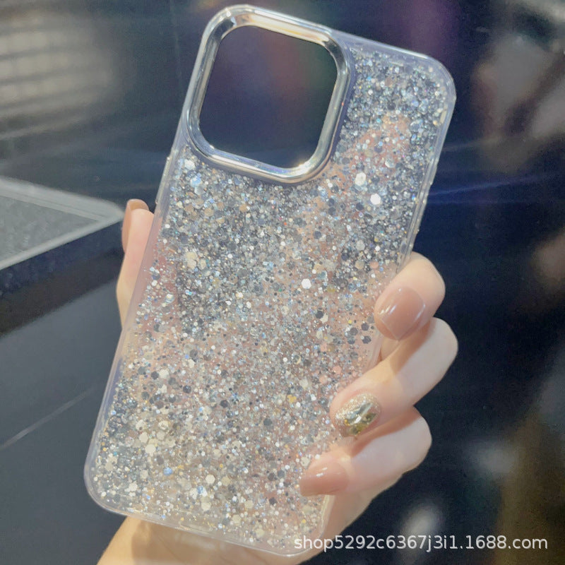 Diamond Shell Glitter Case Suitable for iPhone 15 Electroplated Lens Frame Phone Case with Resin for Immediate Wealth New Year Edition