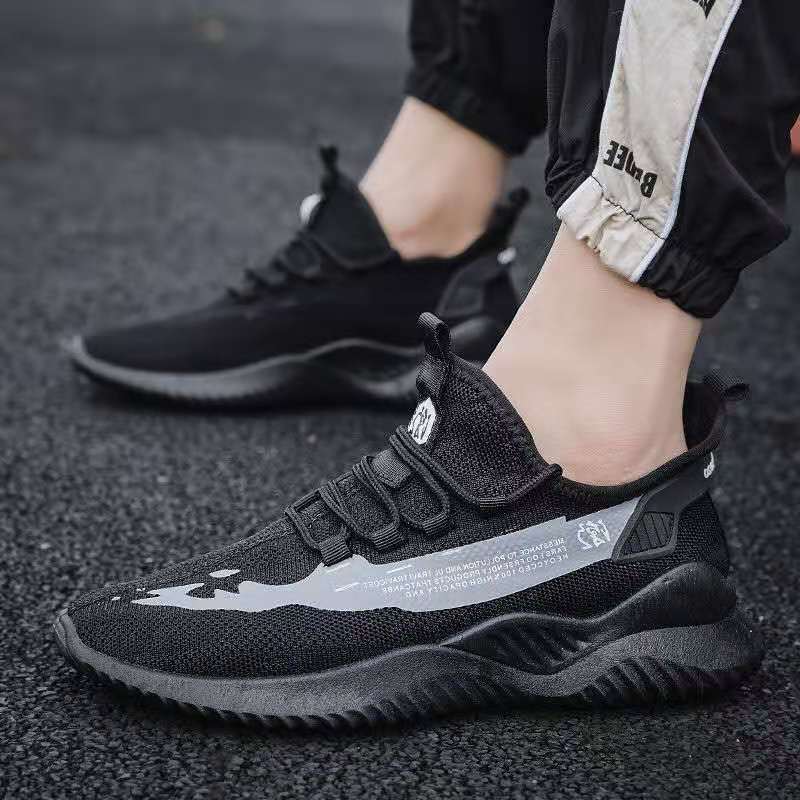 2025 New Summer Korean Style Men's Shoes, Sports Shoes, Fly-Knit Men's Shoes, Mesh Breathable Lightweight Casual Shoes