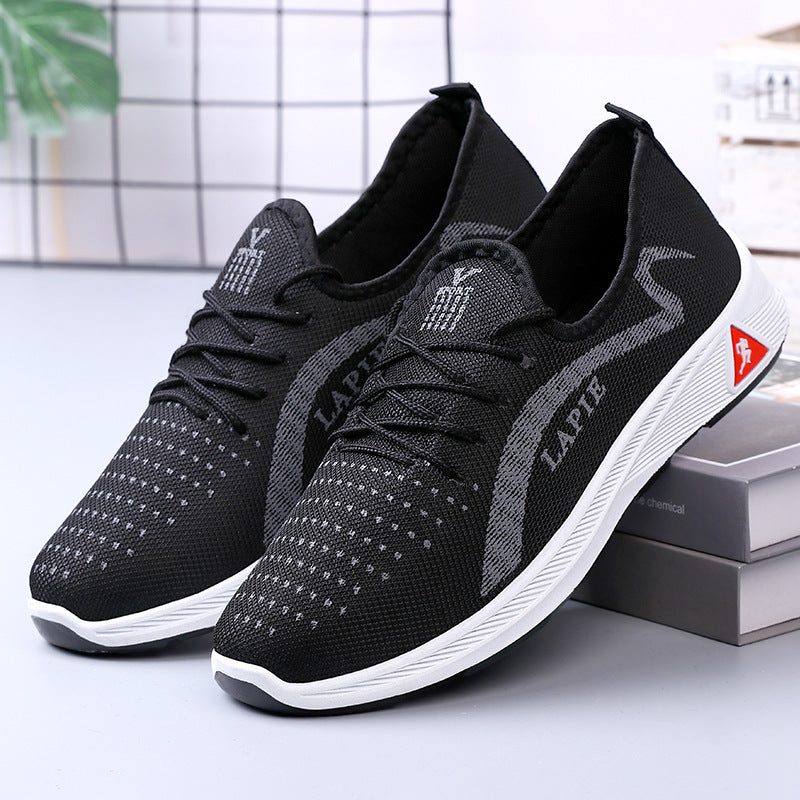 Private Fitness Walking Shoes, Old Beijing Cloth Shoes, Men's Shoes, Spring Style, Breathable and Comfortable, Soft-Soled Anti-Slip Gift Shoes for Middle-Aged and Elderly People