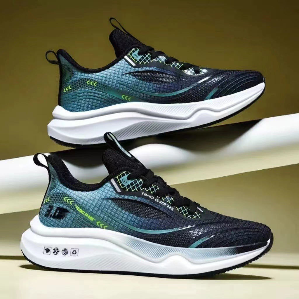 Spring and Autumn New Ultra-Light Running Shoes Sports Shoes Breathable Shock-Absorbing Soft-Soled Student Lightweight Running Shoes for Men