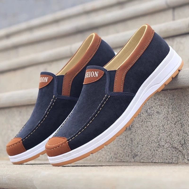Spring old Beijing cloth shoes breathable canvas shoes men's slip-on non-slip wear-resistant work shoes tendon sole casual shoes