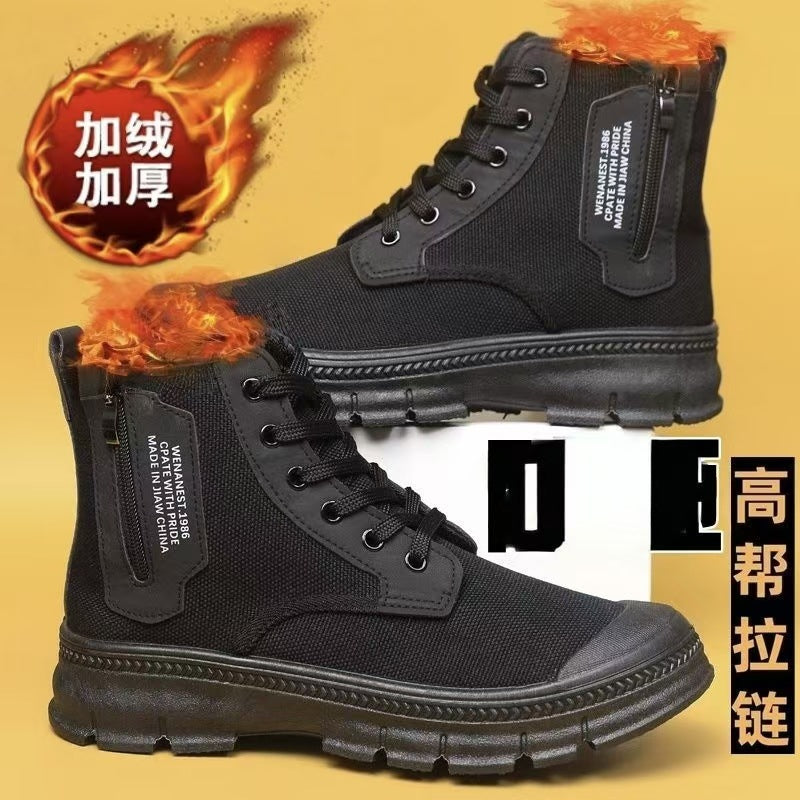 Camouflage shoes men's autumn and winter outdoor mountaineering training shoes for students military training site labor insurance men's shoes rubber shoes