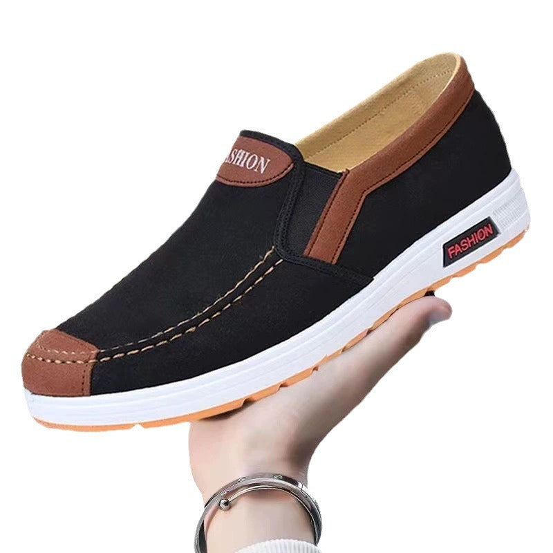 Spring old Beijing cloth shoes breathable canvas shoes men's slip-on non-slip wear-resistant work shoes tendon sole casual shoes