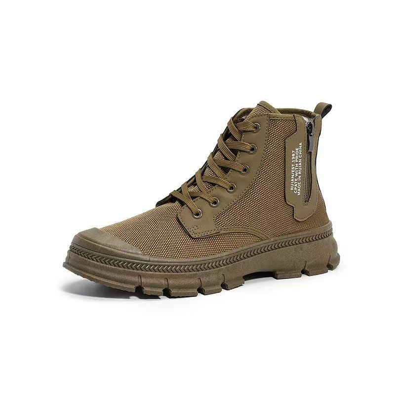 Camouflage shoes men's autumn and winter outdoor mountaineering training shoes for students military training site labor insurance men's shoes rubber shoes