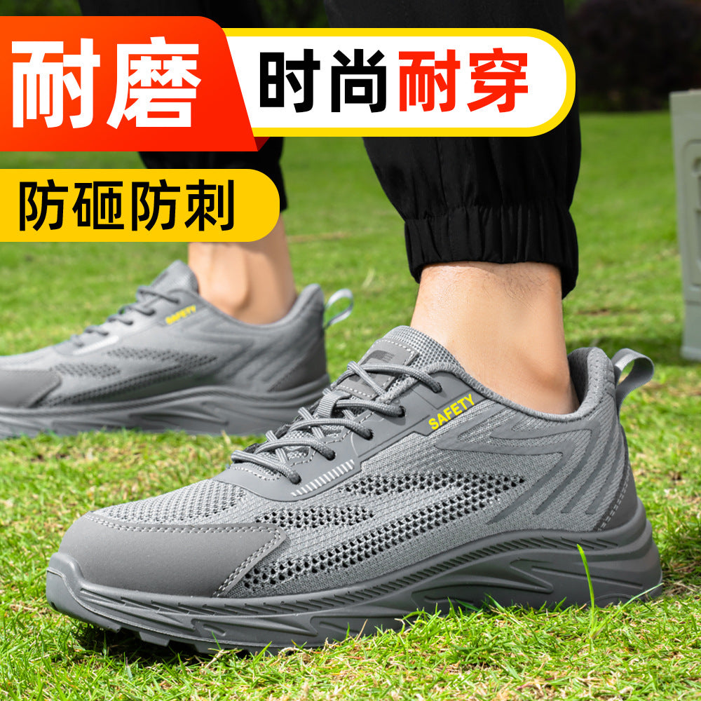 Labor Protection Shoes for Men, Anti-Smash, Anti-Puncture Steel-Toe Shoes, Fly-Knit Comfortable and Wear-Resistant Safety Shoes, Protective Work Shoes