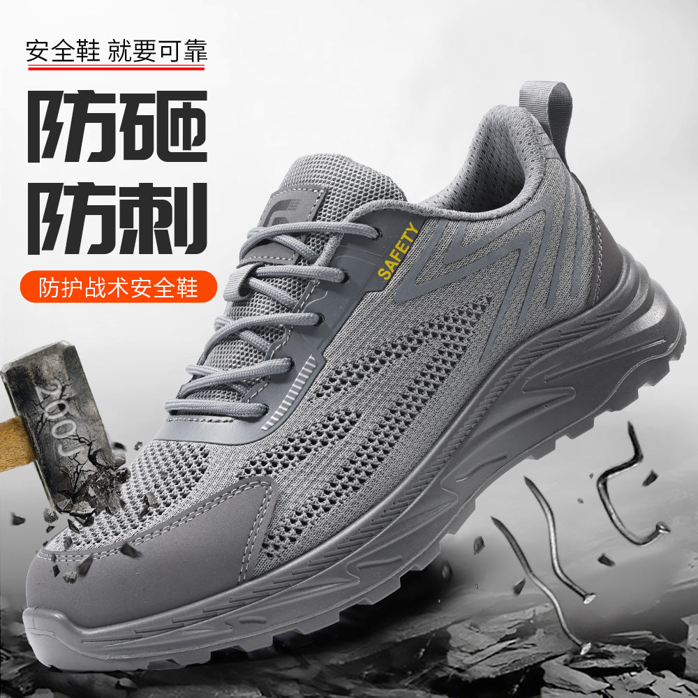 Labor Protection Shoes for Men, Anti-Smash, Anti-Puncture Steel-Toe Shoes, Fly-Knit Comfortable and Wear-Resistant Safety Shoes, Protective Work Shoes