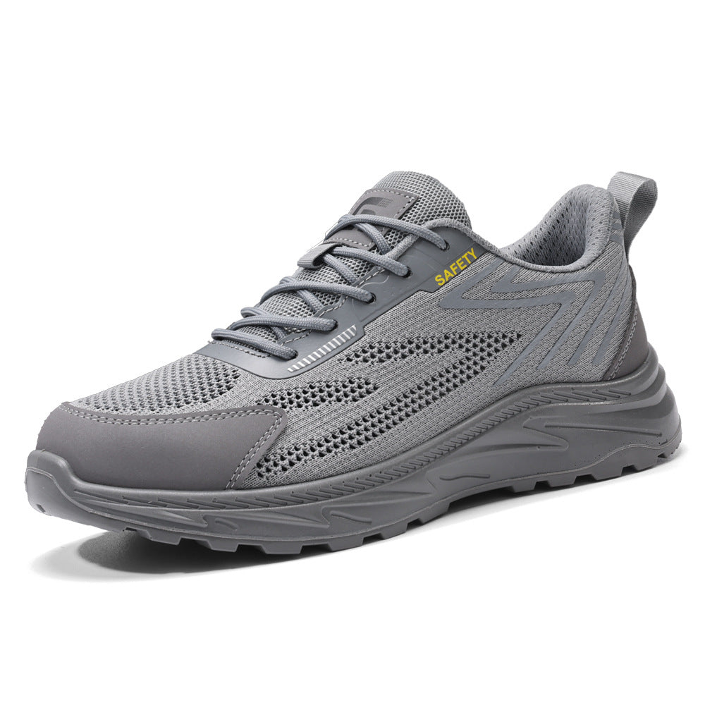 Labor Protection Shoes for Men, Anti-Smash, Anti-Puncture Steel-Toe Shoes, Fly-Knit Comfortable and Wear-Resistant Safety Shoes, Protective Work Shoes