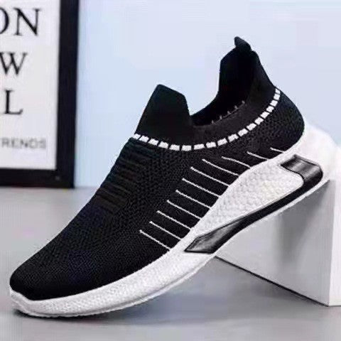 2025 New Men's Shoes Summer Flyknit Breathable Trendy Sports Shoes Large Size Sports Casual Shoes Casual Socks Shoes