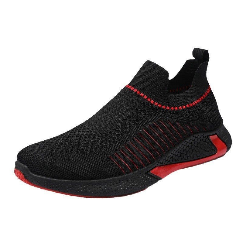 2025 New Men's Shoes Summer Flyknit Breathable Trendy Sports Shoes Large Size Sports Casual Shoes Casual Socks Shoes