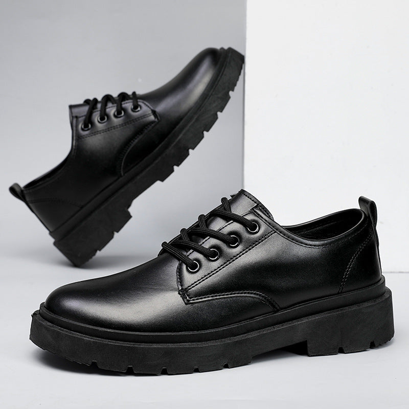 Men's Suit Shoes for Autumn, British Style Business Formal Casual Leather Shoes, Men's Black Wedding Shoes with Height-Increasing Design and Thick Soles
