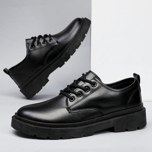 Men's Suit Shoes for Autumn, British Style Business Formal Casual Leather Shoes, Men's Black Wedding Shoes with Height-Increasing Design and Thick Soles