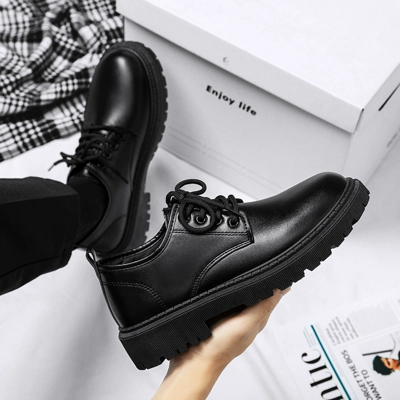 Men's Suit Shoes for Autumn, British Style Business Formal Casual Leather Shoes, Men's Black Wedding Shoes with Height-Increasing Design and Thick Soles