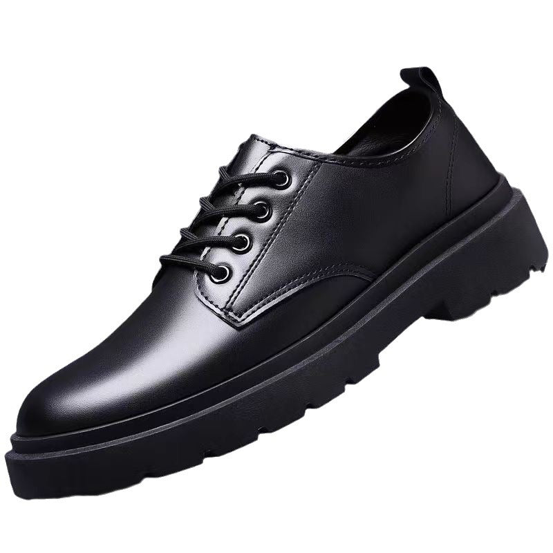 Men's Suit Shoes for Autumn, British Style Business Formal Casual Leather Shoes, Men's Black Wedding Shoes with Height-Increasing Design and Thick Soles