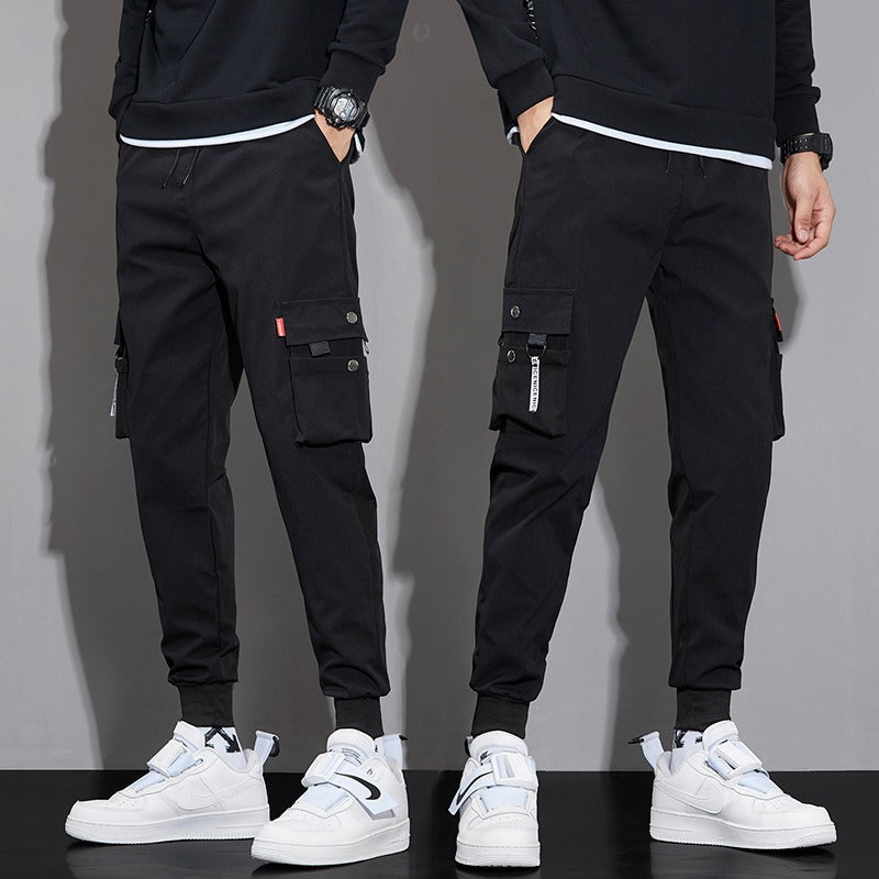 Summer Cargo Pants for Men, Trendy Brand, Loose Casual Jogger Pants, Student Sports Street Style Functional Cropped Versatile Trendy Pants