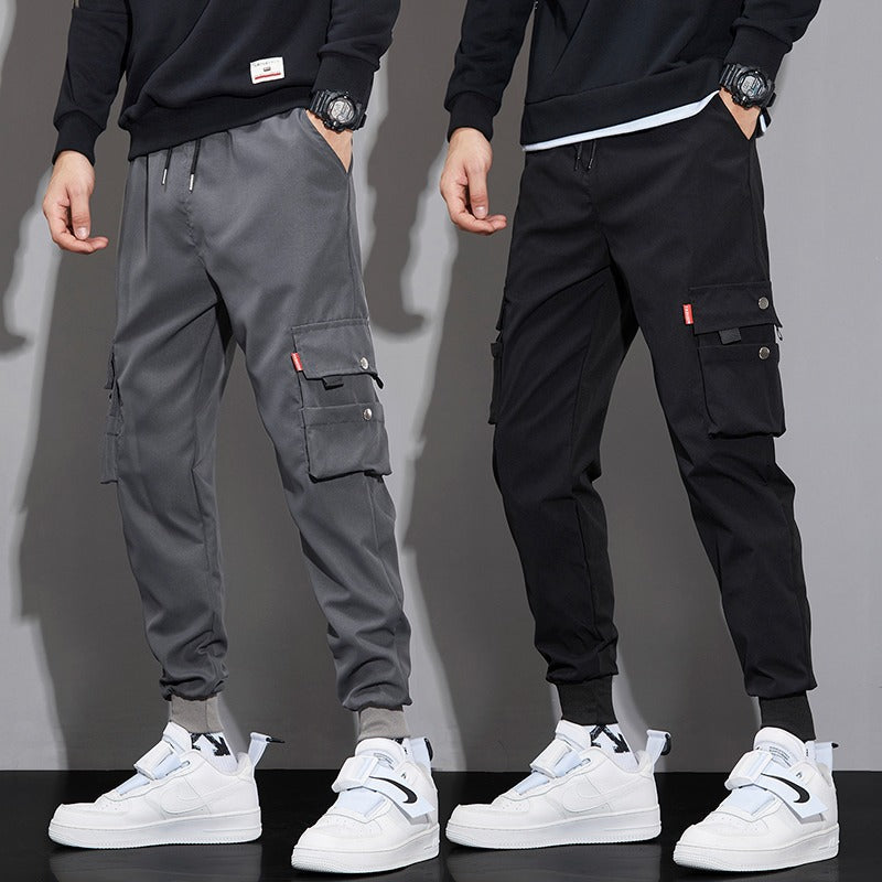 Summer Cargo Pants for Men, Trendy Brand, Loose Casual Jogger Pants, Student Sports Street Style Functional Cropped Versatile Trendy Pants