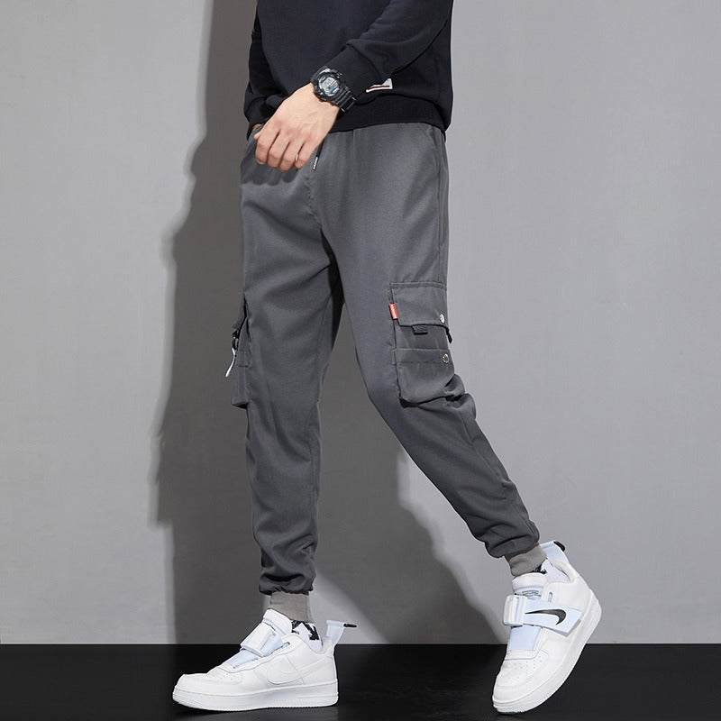 Summer Cargo Pants for Men, Trendy Brand, Loose Casual Jogger Pants, Student Sports Street Style Functional Cropped Versatile Trendy Pants