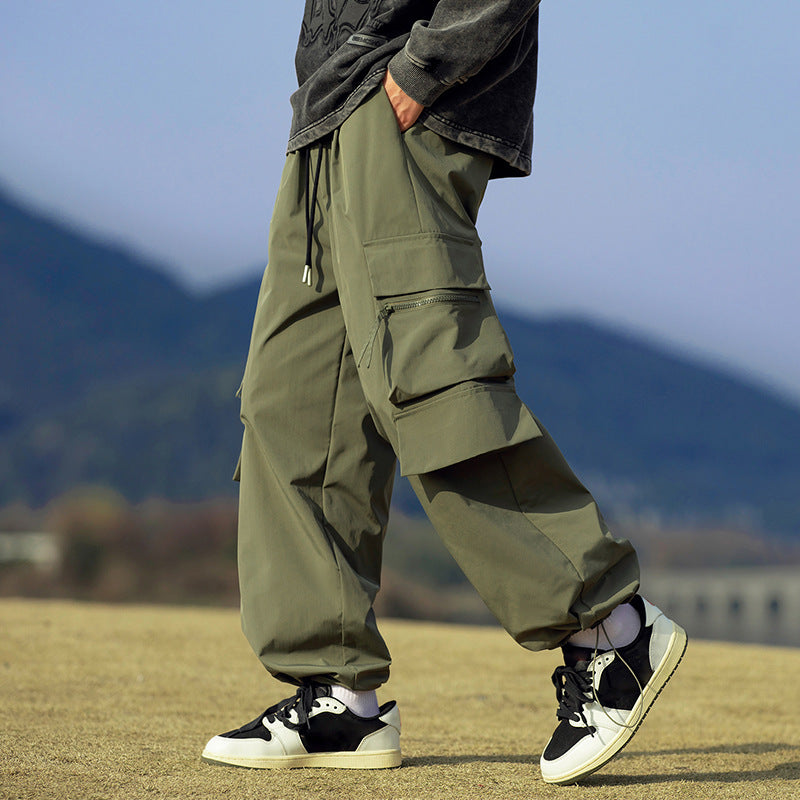 Functional Cargo Pants for Men, Spring and Autumn Outdoor Hiking Sports Pants, Trendy Loose Plus-Size Casual Long Pants