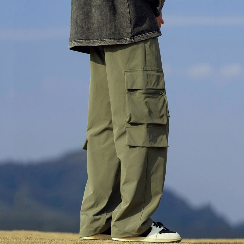 Functional Cargo Pants for Men, Spring and Autumn Outdoor Hiking Sports Pants, Trendy Loose Plus-Size Casual Long Pants