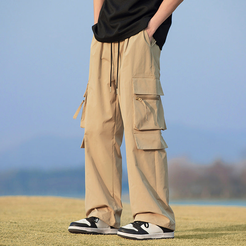 Functional Cargo Pants for Men, Spring and Autumn Outdoor Hiking Sports Pants, Trendy Loose Plus-Size Casual Long Pants