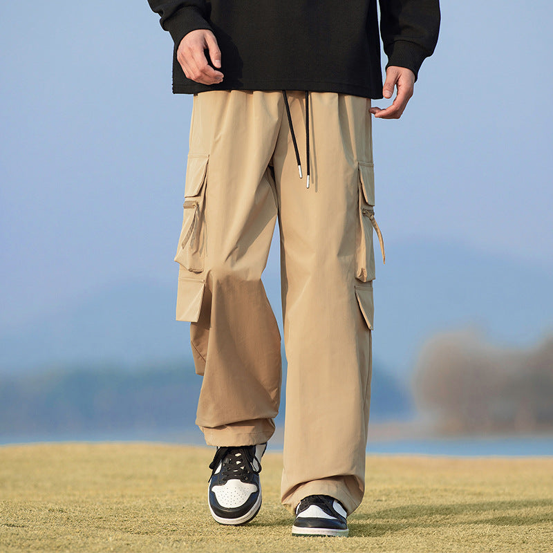 Functional Cargo Pants for Men, Spring and Autumn Outdoor Hiking Sports Pants, Trendy Loose Plus-Size Casual Long Pants