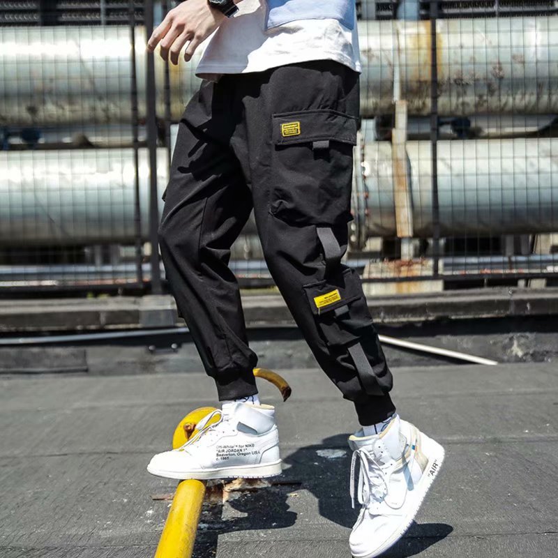 Men's Summer Thin Cargo Pants, Large Size, Cropped Sports Pants, Korean Style, Trendy Loose Jogger Casual Long Pants