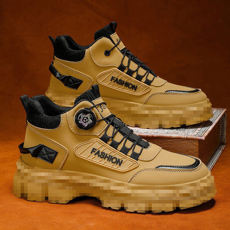 2026 Spring Martin Boots Men's Mid-Top Casual Sports Outdoor Hiking Men's Waterproof Non-Slip Height-Increasing Martin Boots