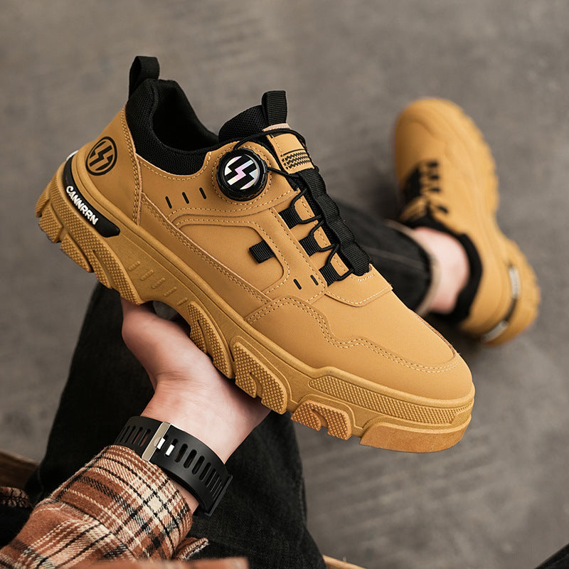 Men's Shoes 2025 Spring New Low-top Slip-on Swivel Button Sports Casual Trendy Shoes Outdoor Waterproof Tooling Shoes