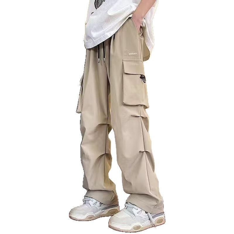 American Retro High Street Cargo Pants for Men 2025 New Fashion Trendy Ins Long Straight Wide-Leg Casual Pants